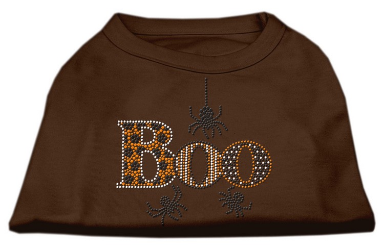 Boo Rhinestone Dog Shirt Brown Med